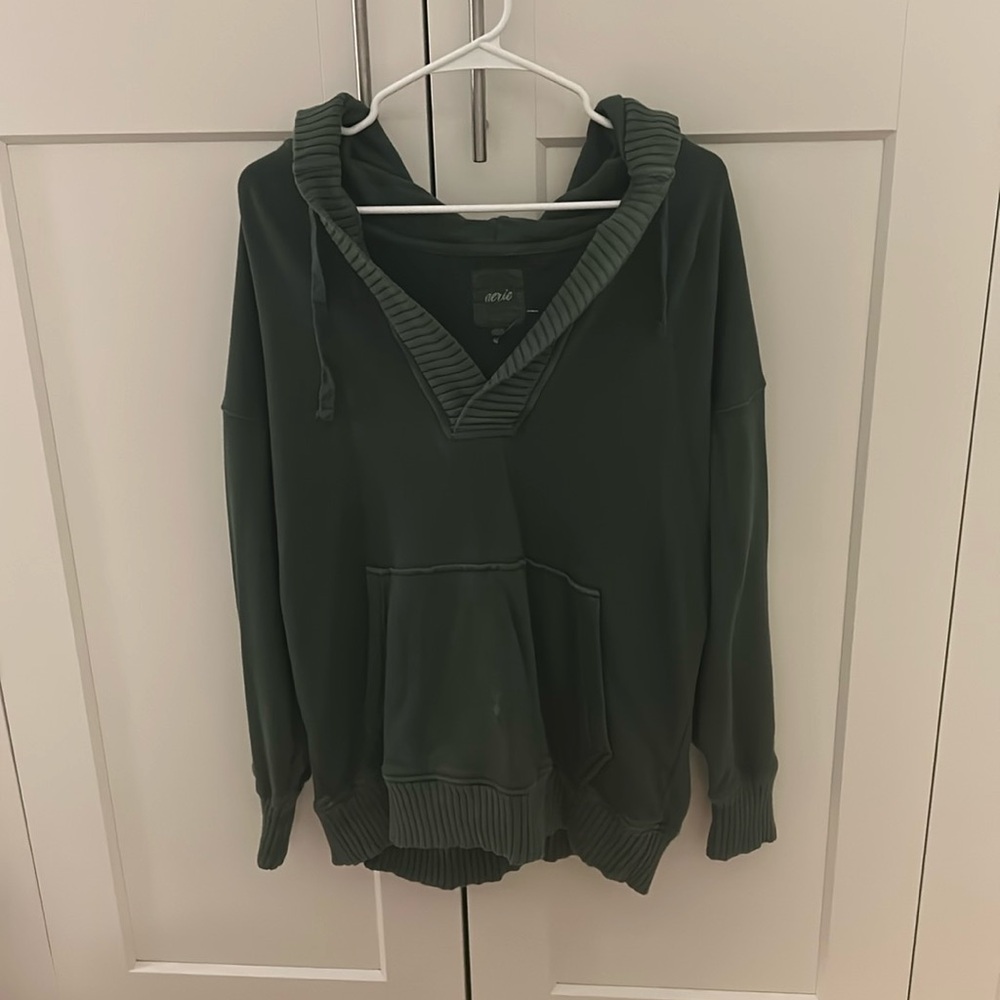 Women's Green V-Neck Hoodie
